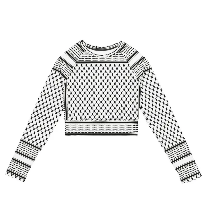 Kufiya (Keffiyeh) Recycled Long-sleeve Crop Top