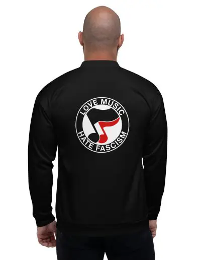 Love Music Hate Fascism Unisex Bomber Jacket