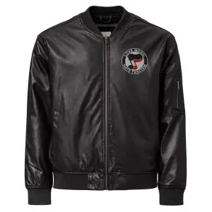 Love Music Hate Fascism Leather Bomber Jacket