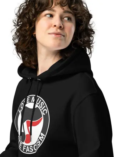 Love Music Hate Fascism Unisex Organic Hoodie