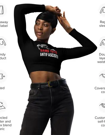 Siamo Tutti Antifascisti Recycled Long-sleeve Crop Top