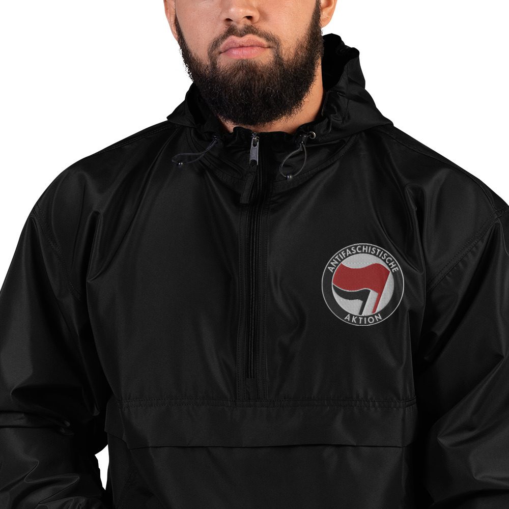 Antifa Antifaschistische Aktion Flag Embroidered Champion Packable Jacket