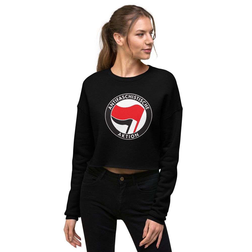 Antifa Antifaschistische Aktion Flag Crop Sweatshirt