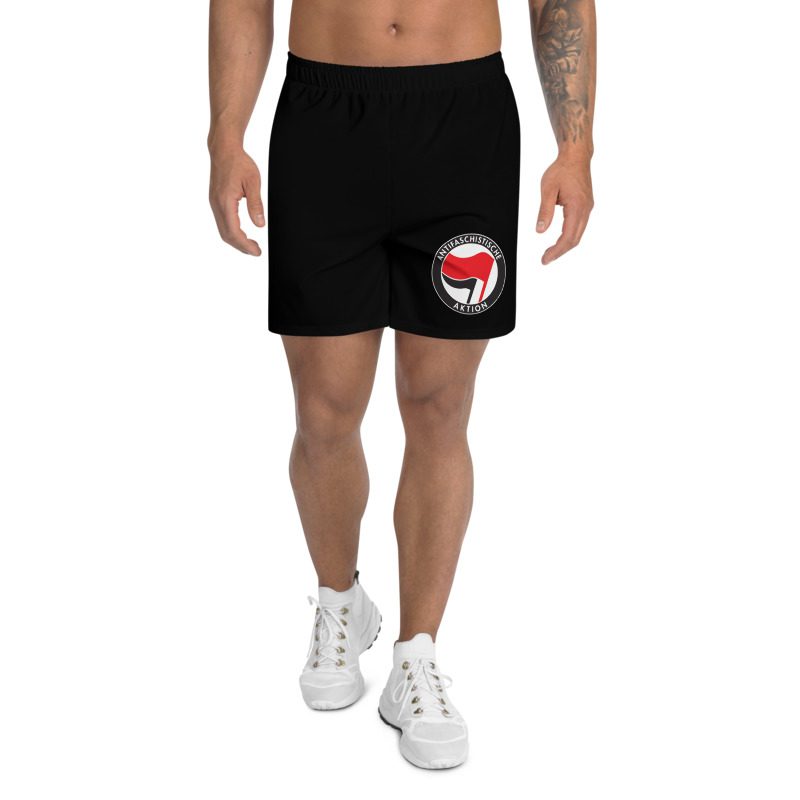 Antifa Antifaschistische Aktion Flag Black Men's Athletic Long Shorts