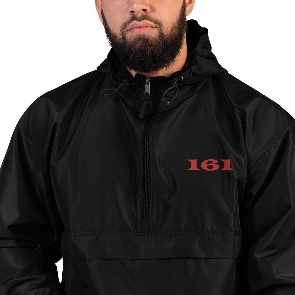 161 Red Embroidered Champion Packable Jacket