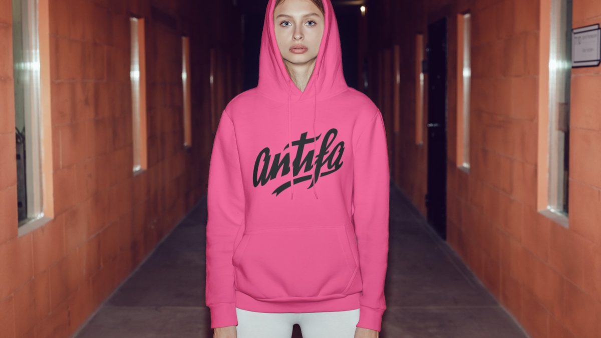 antifa pink hoodie