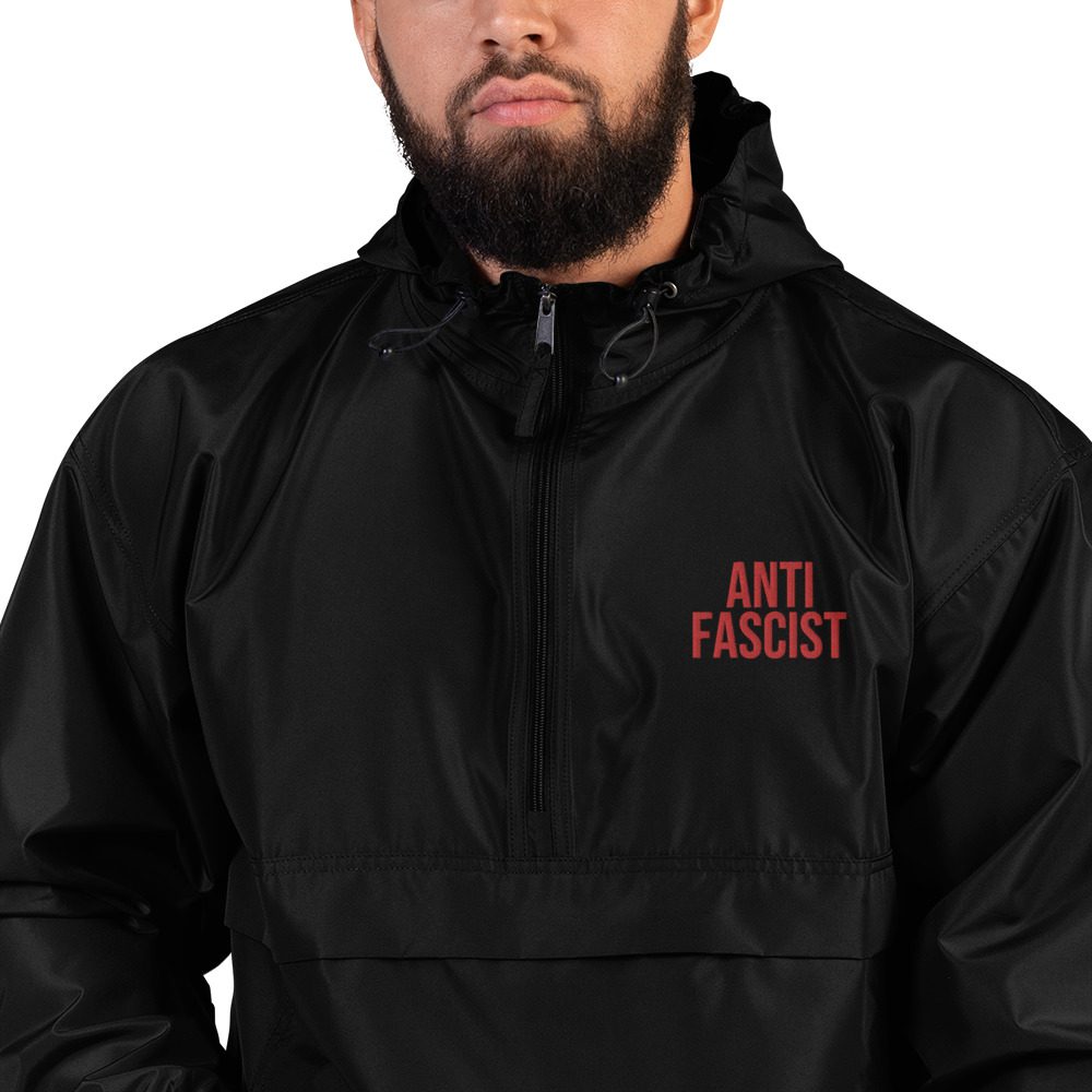 Anti-Fascist Red Embroidered Champion Packable Jacket