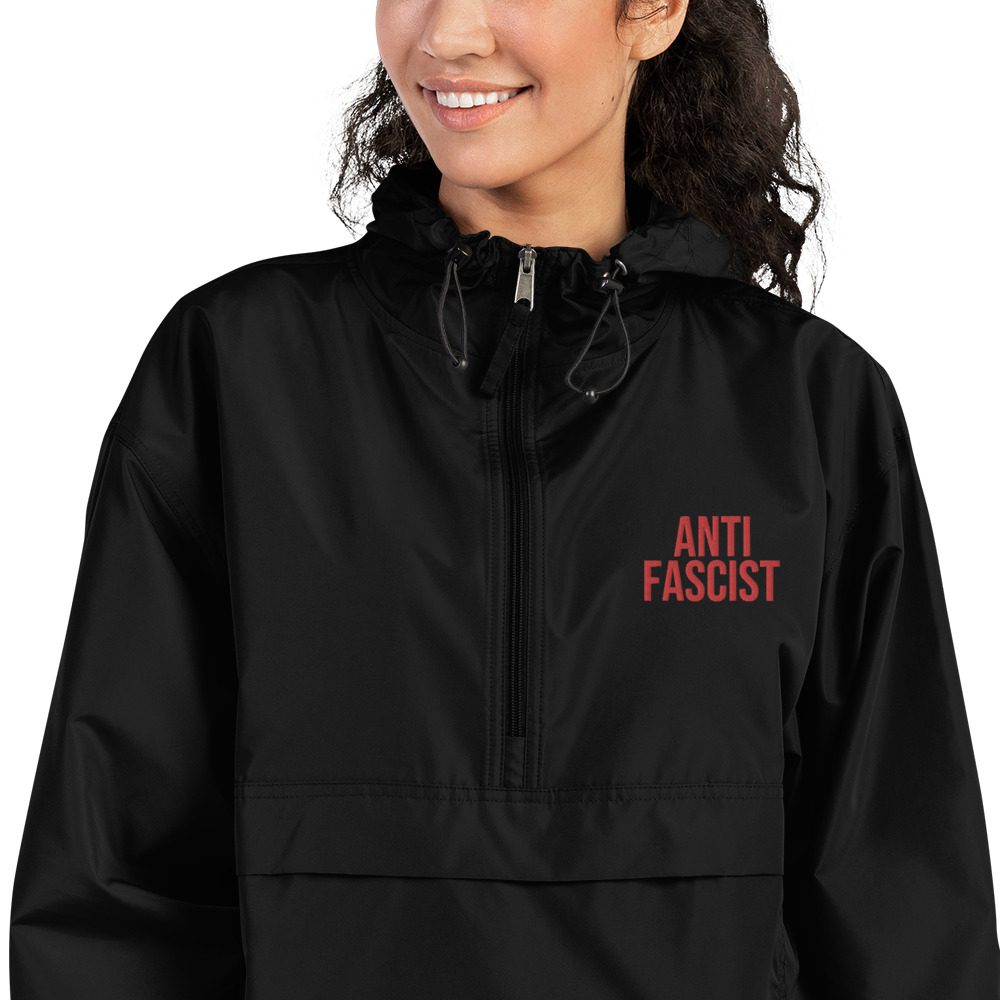 Anti-Fascist Red Embroidered Champion Packable Jacket