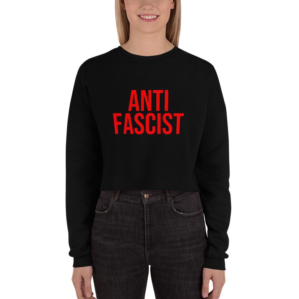 Anti-Fascist Red Crop Sweatshirt
