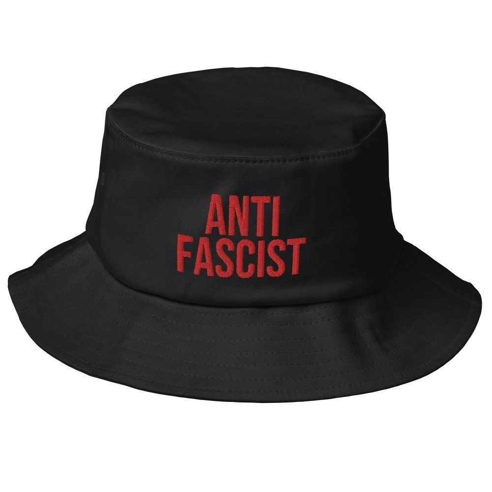 Anti-Fascist Red Old School Bucket Hat