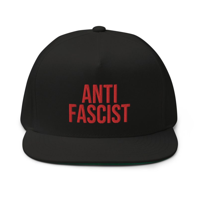 Anti-Fascist Red Flat Bill Cap