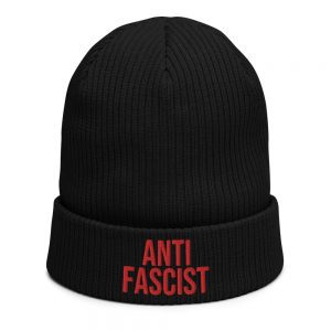 Anti-Fascist Red Organic Ribbed Beanie