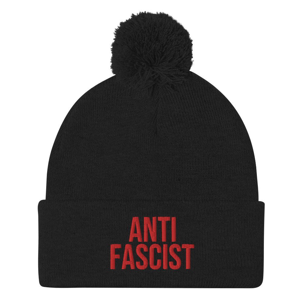 Anti-Fascist Red Pom-Pom Beanie