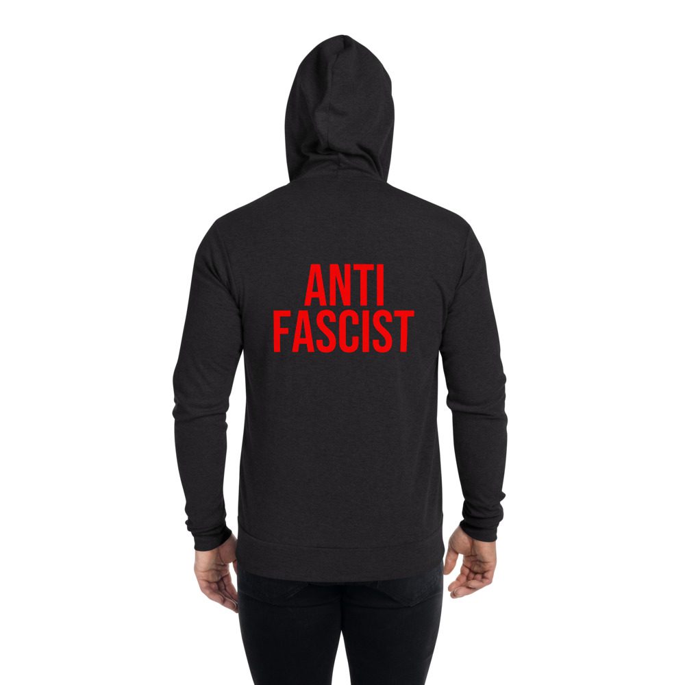 Anti-Fascist Red Unisex Zip Hoodie