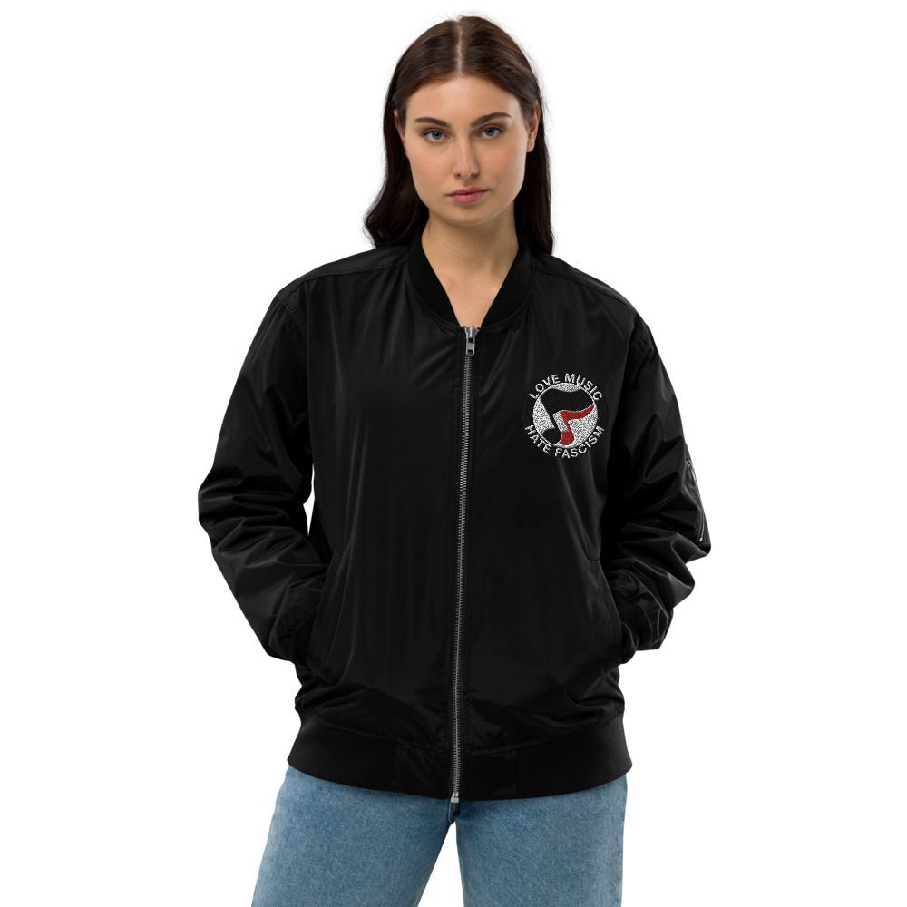 Love Music Hate Fascism Premium Recycled Bomber Jacket