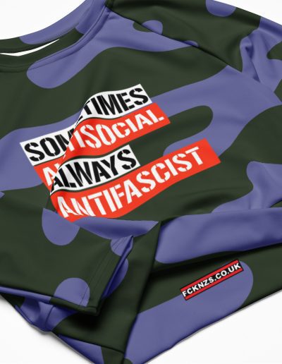 Sometimes Antisocial Always Antifascist Recycled Long-sleeve Crop Top