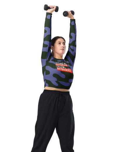 Sometimes Antisocial Always Antifascist Recycled Long-sleeve Crop Top