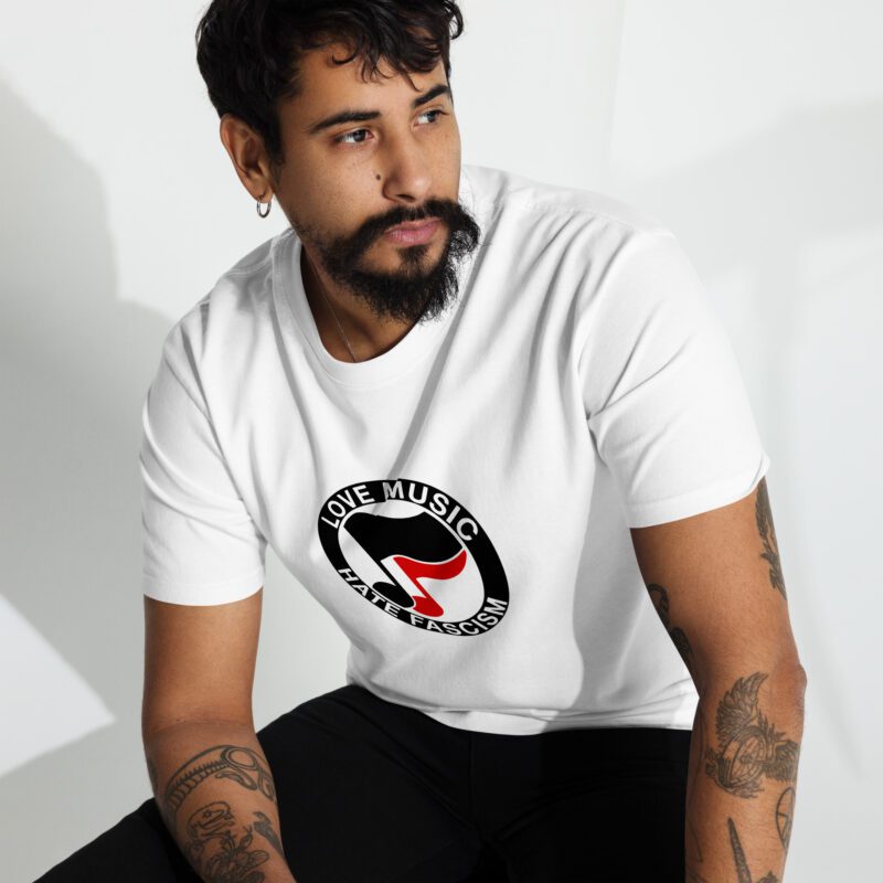 Love Music Hate Fascism Men’s Premium Heavyweight T-shirt