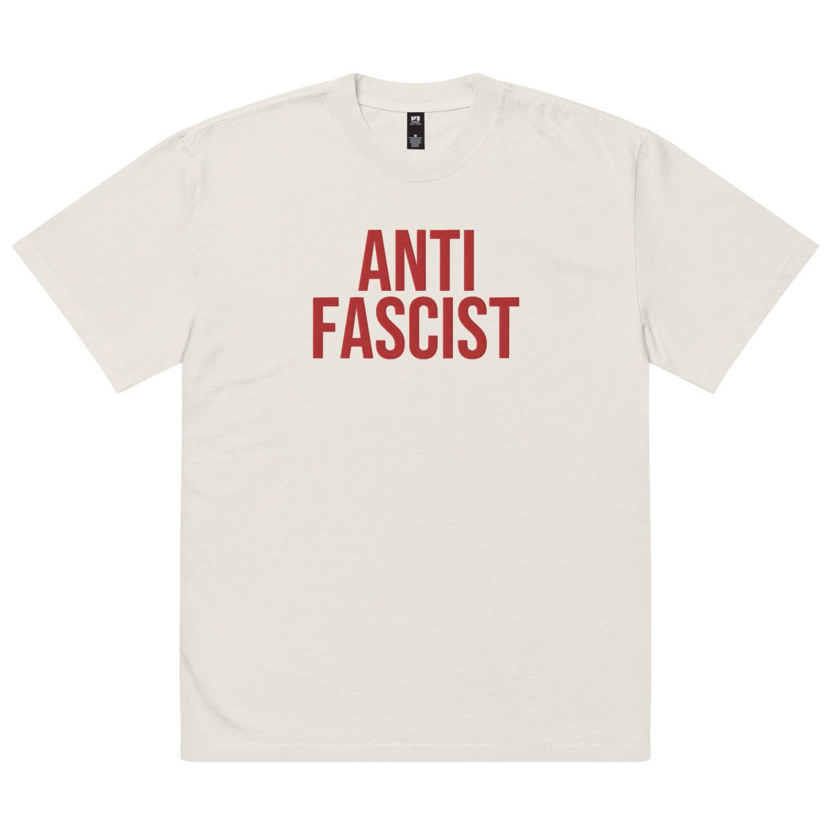 Anti-Fascist Red Oversized Faded T-shirt