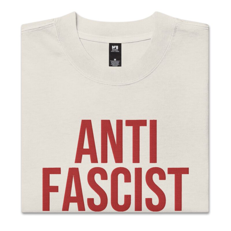 Anti-Fascist Red Oversized Faded T-shirt