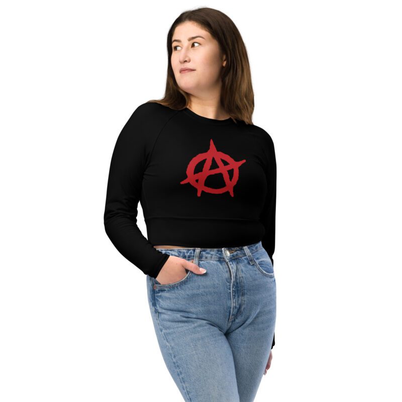 Anarchy Red Anarchist Symbol Recycled Long-sleeve Crop Top