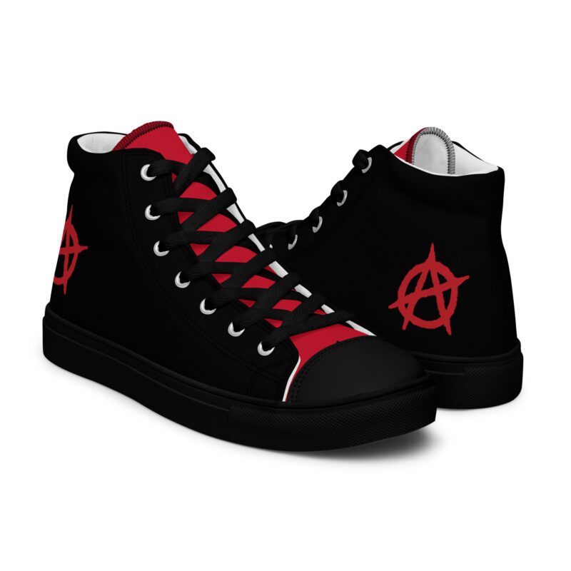 Anarchy Red Anarchist Symbol Men’s High Top Canvas Shoes