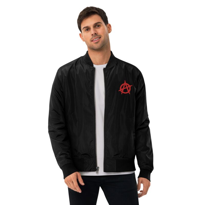 Anarchy Red Anarchist Symbol Premium Recycled Bomber Jacket