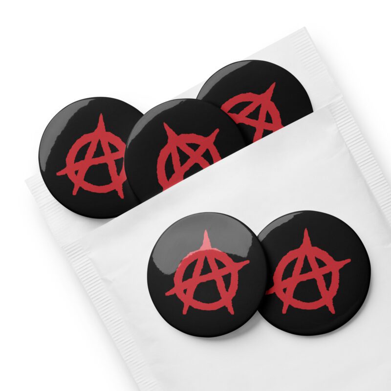 Anarchy Red Anarchist Symbol Set of Pin Buttons