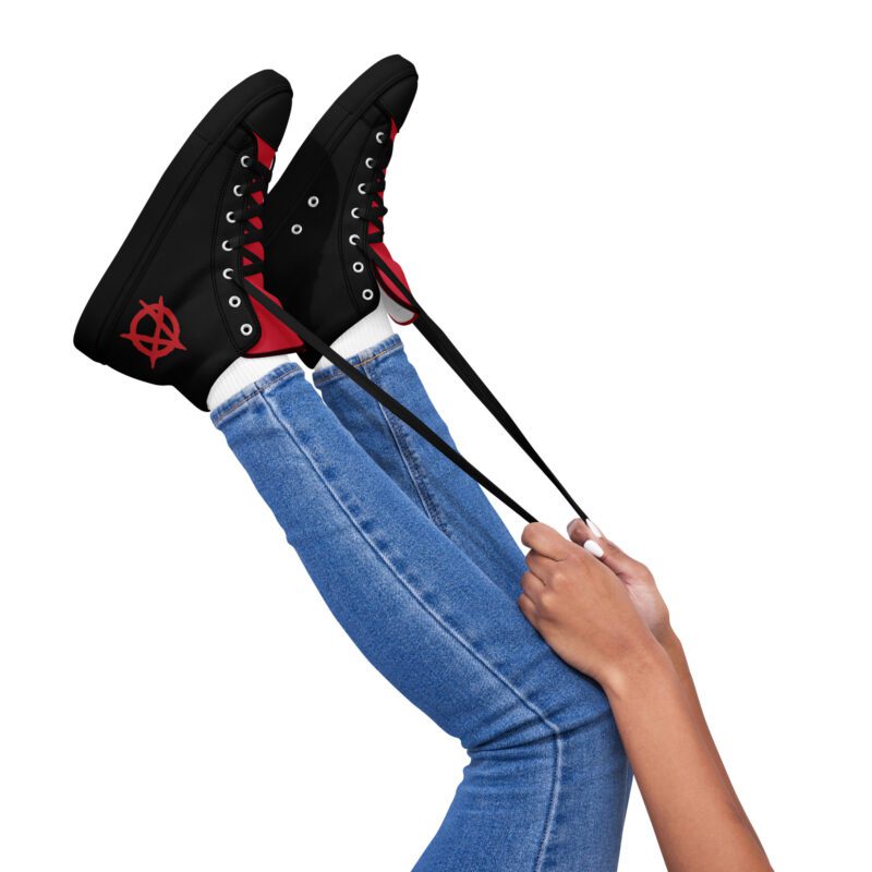 Anarchy Red Anarchist Symbol Women’s High Top Canvas Shoes