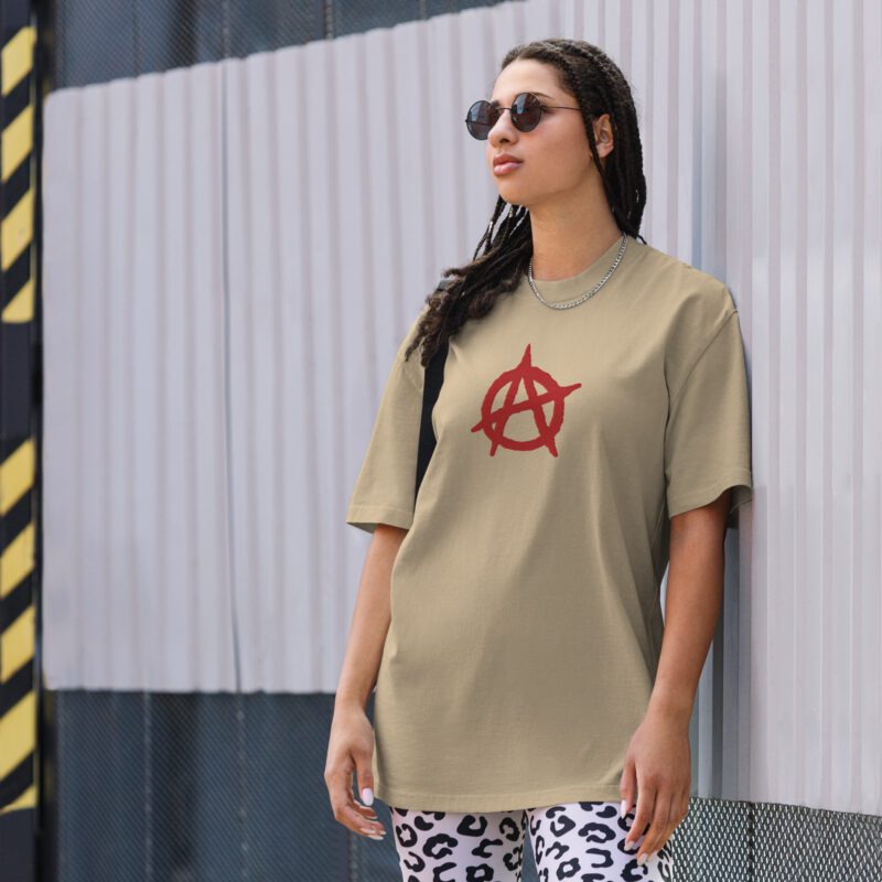 Anarchy Red Anarchist Symbol Oversized Faded T-shirt