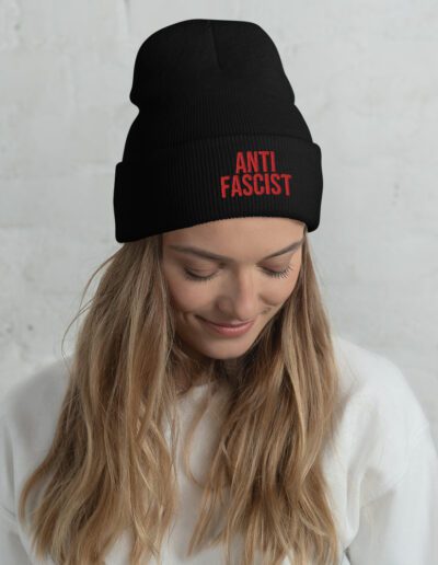 Anti-Fascist Red Cuffed Beanie