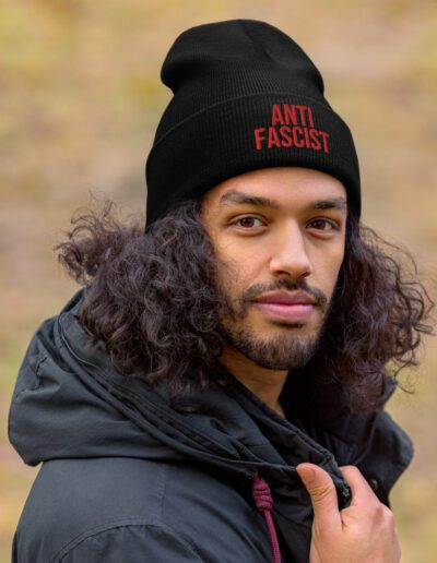Anti-Fascist Red Cuffed Beanie