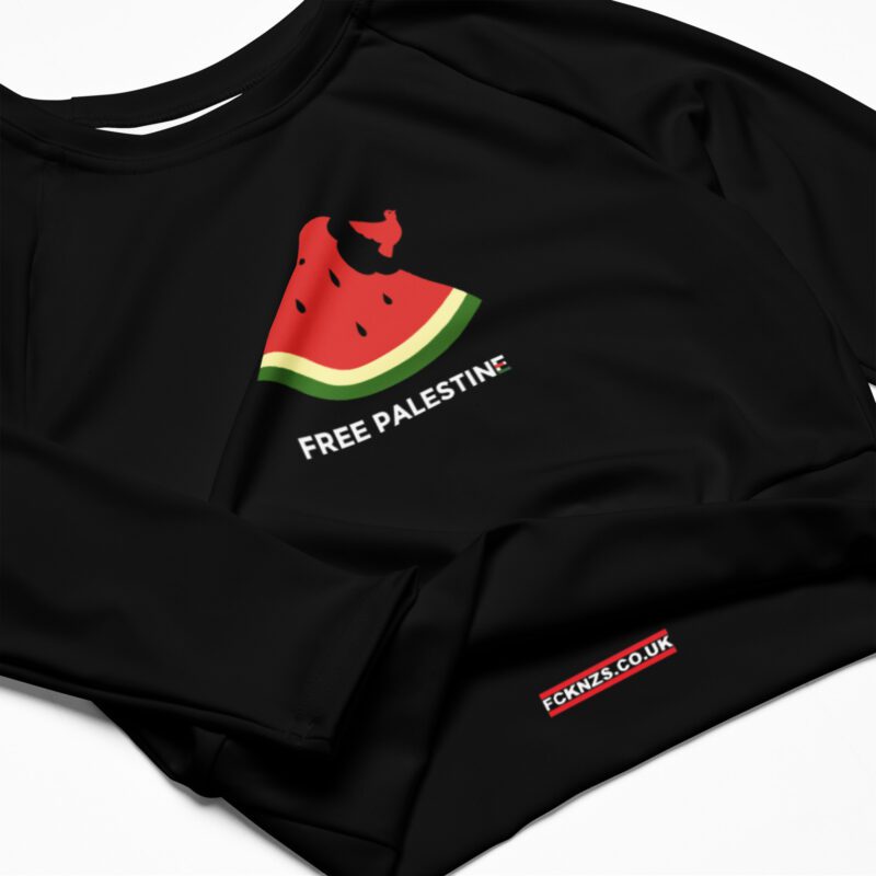Free Palestine Watermelon Recycled Long-sleeve Crop Top