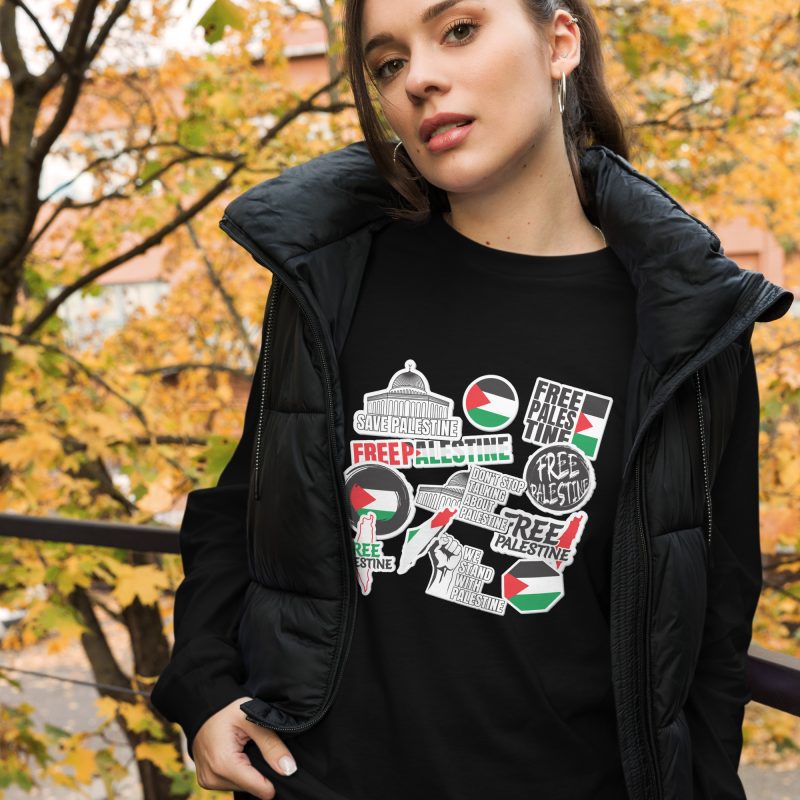 Free Palestine Stickers Unisex Long Sleeve T-shirt