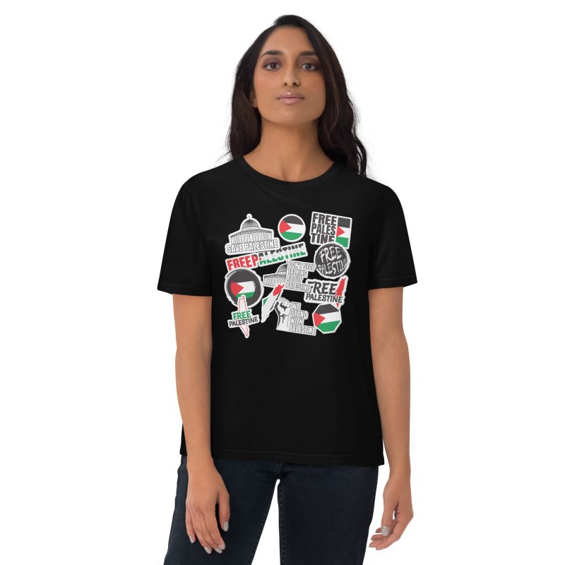 Free Palestine Stickers Unisex Organic Cotton T-shirt