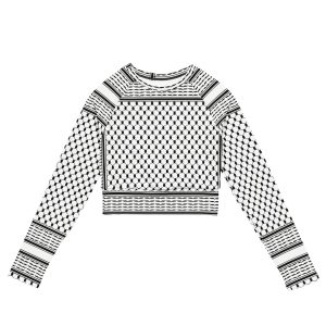 Kufiya (Keffiyeh) Recycled Long-sleeve Crop Top