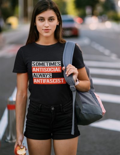 Sometimes Antisocial Always Antifascist Women's Relaxed T-Shirt