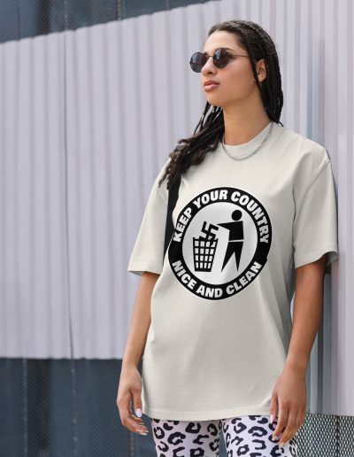 Keep Your Country Nice and Clean Oversized Faded T-shirt