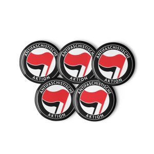 Antifaschistische Aktion Flag Set of Black Pin Buttons