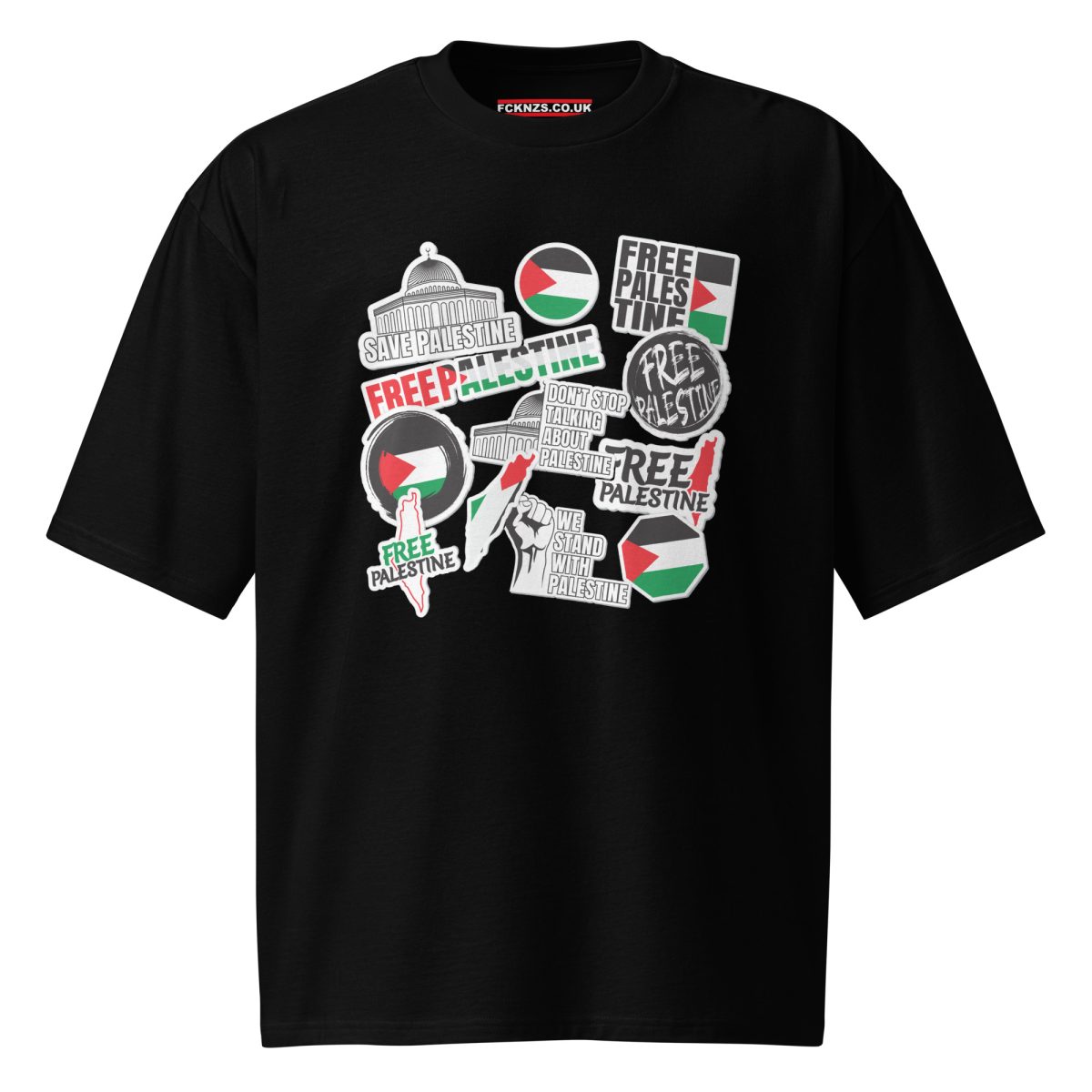 Free Palestine Stickers Oversized T-shirt