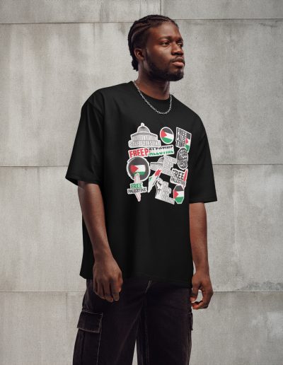 Free Palestine Stickers Oversized T-shirt