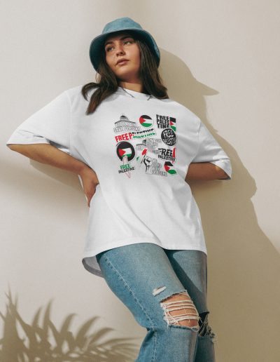 Free Palestine Stickers Oversized T-shirt